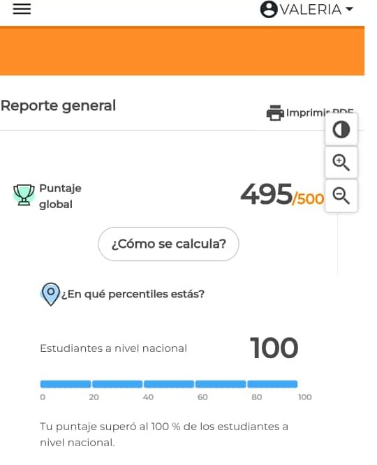 Puntaje ICFES de un estudiante de Grupo 500